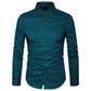 Men Casual Long Sleeve Shirt-Regular Fit Button Down Point